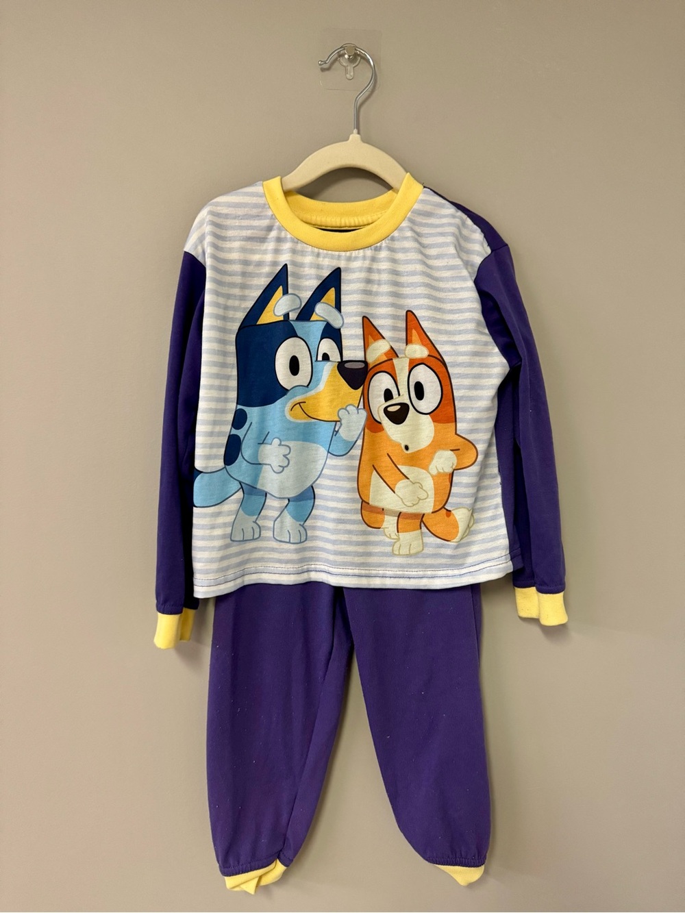 BLUEY🐾  Cartoon Pajama Set with Yellow Trim